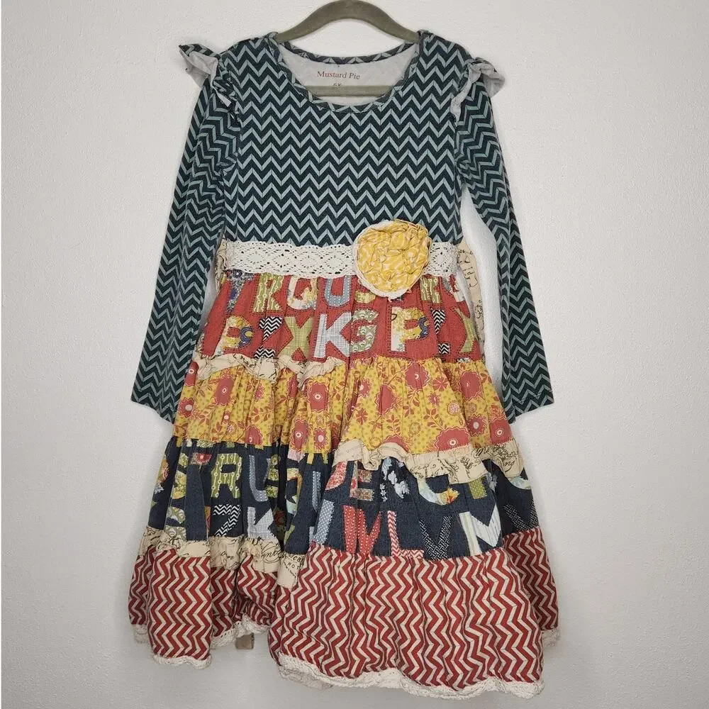 Mustard Pie Girls Boho Maxi Dress Fairy Whimsy Hippie Patchwork 6X
